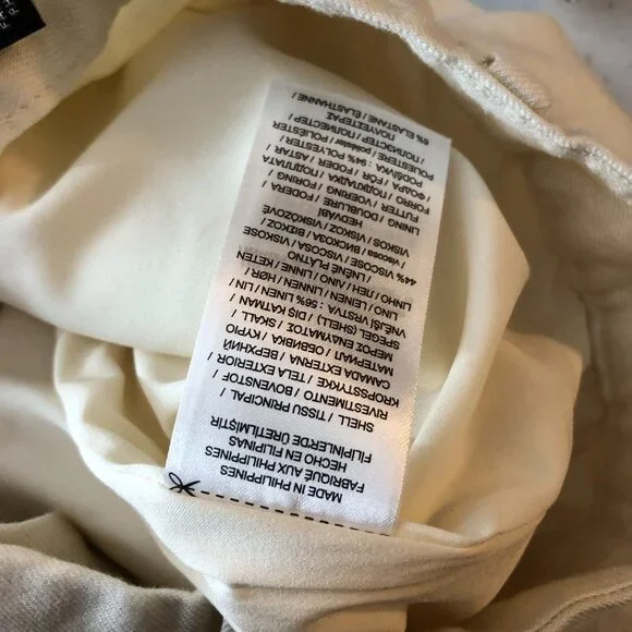 Lauren Ralph Lauren Black Label Womens Pants Linen Blend Pleated Ivory 10 - Picture 4 of 4